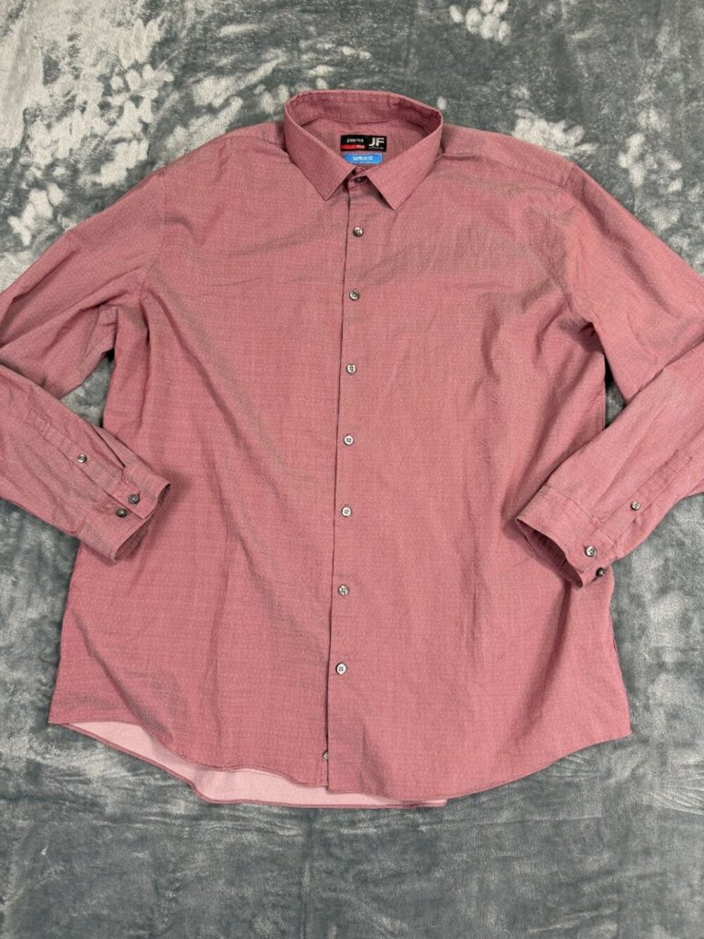 J. Ferrar Mens Slim Fit Stretch Button-Up Shirt XXL Red Coolmax